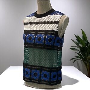 Adiva Talia Multi Pattern Crochet Open Knit Top